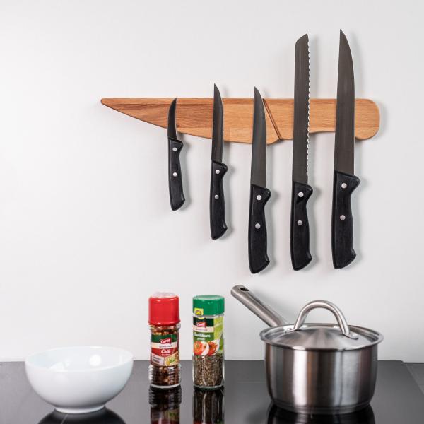 Messerhalter ( Buche )  magnetisch 40cm für 11 Messer mit 3M Klebepads und Dübel (wahlweise selbstklebend oder mit Bohren) Magnetleiste für Messer I Messerleiste für Wand